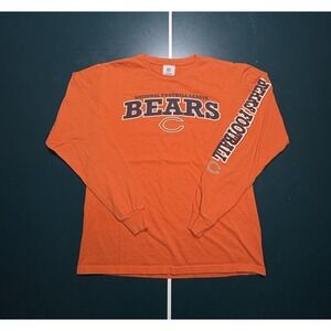 Vintage Chicago Bears Long Sleeve T-shirt Mens Medium Orange Spell Out Football